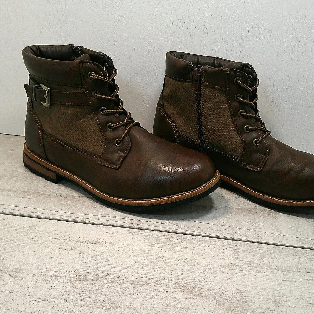 Steve Madden BBELAY Chukka Boots Youth Men's Kids Size 6 chocolate Brown Zip-Up